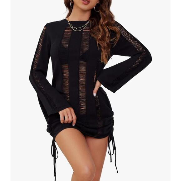 ZLIGXEA Other - Summer Women's Sexy Swimwear Cover up Long Sleeve Beach Knitted Dresses